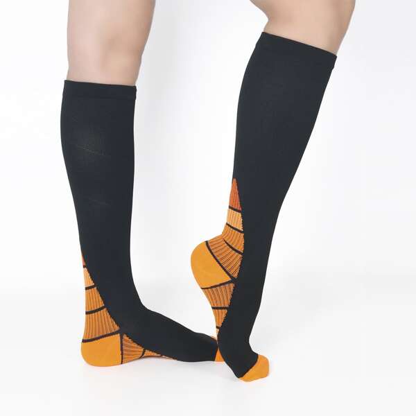 

1pair Elastic Yoga Socks, Orange