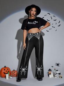 SHEIN Quần Plus Size Lễ Các Thánh Giải trí - màu đen - Xem 1