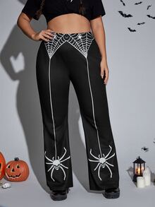 SHEIN Quần Plus Size Lễ Các Thánh Giải trí - màu đen - Xem 3