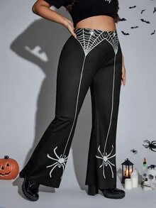 SHEIN Quần Plus Size Lễ Các Thánh Giải trí - màu đen - Xem 4