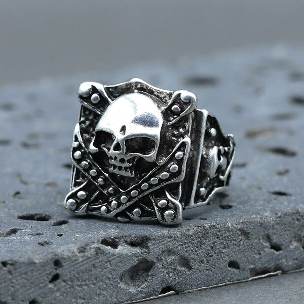 

Men Skull Decor Ring, Antique silver