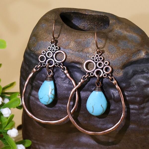 

Hollow Out Drop Earrings, Bronze