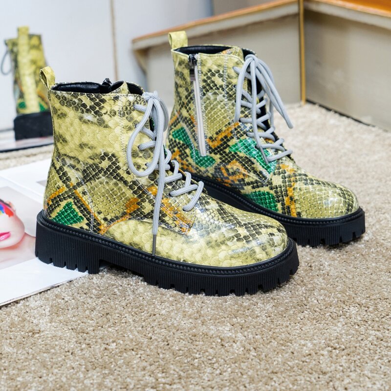 

Snakeskin Graphic Boots, Gold