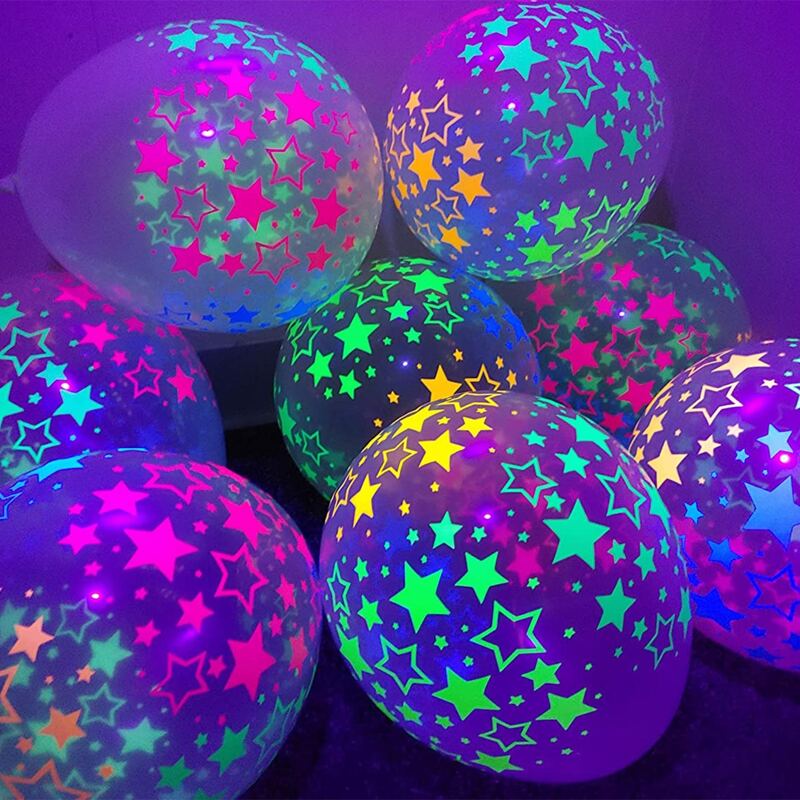 

10pcs Star Print Glow Balloon, Multicolor