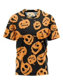 Boys Halloween Pumpkin Print Tee - Multicolor - View 1