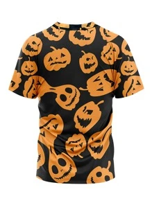 Boys Halloween Pumpkin Print Tee - Multicolor - View 2
