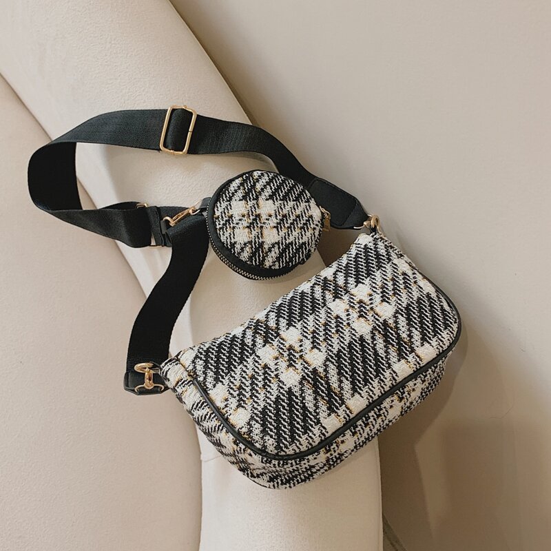 

Tweed Crossbody Bag, Black