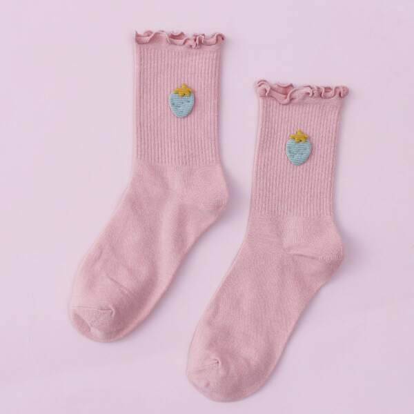 

Lettuce Trim Crew Socks, Dusty pink