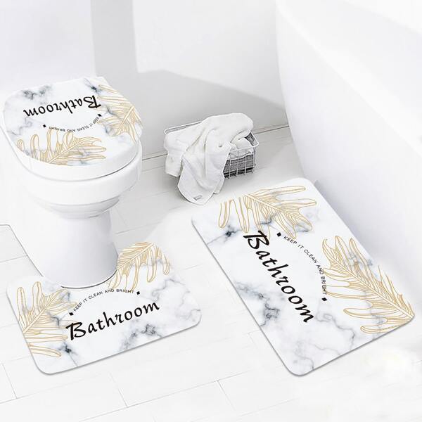 

1pc Letter Graphic Bath Rug, Multicolor