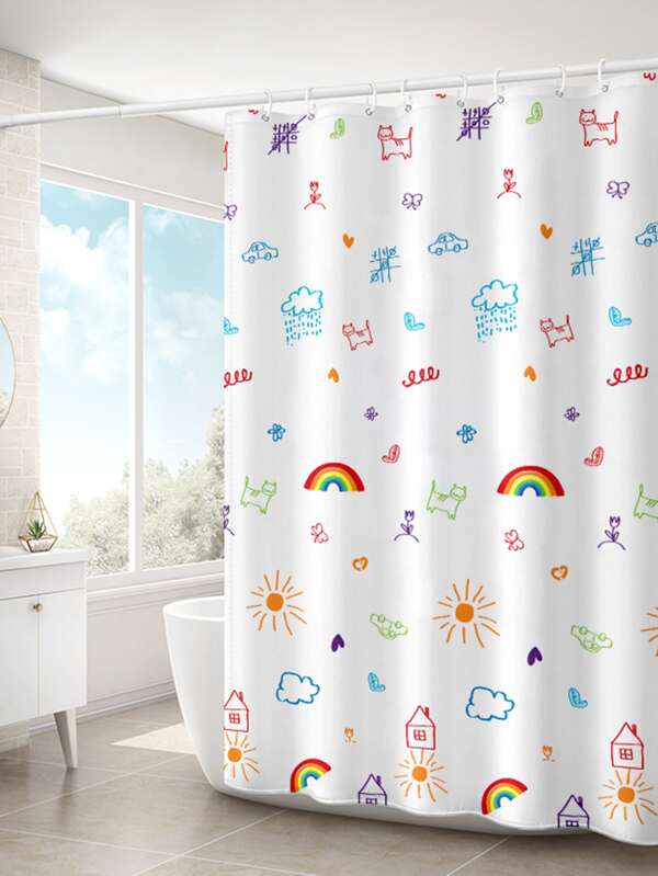 Cartoon Graphic Shower Curtain Shein Asia Cartoon Graphic Shower Curtain Shein Asia, Children S Bath Shower Curtains
