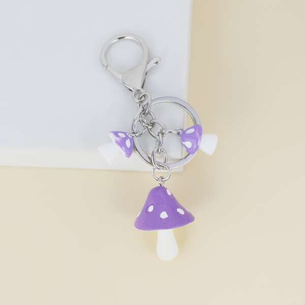 

Mushroom Pendant Keychain, Purple