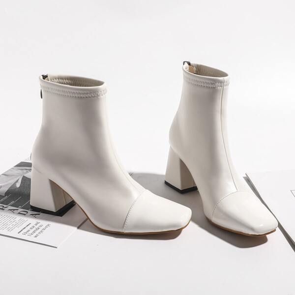 

Back Zip Chunky Classic Boots, Beige