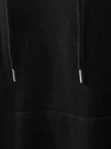 Manfinity Hombres Capucha con estampado de dibujos animados y letra con diseño con cordón - Negro - Ver 3