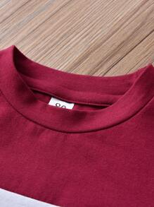 男嬰字母圖案撞色套頭衫和運動褲 - 彩色 - 查看 3