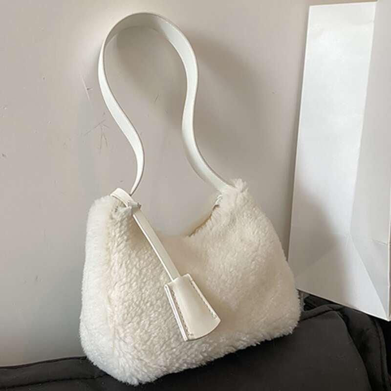 

Fluffy Shoulder Bag, White