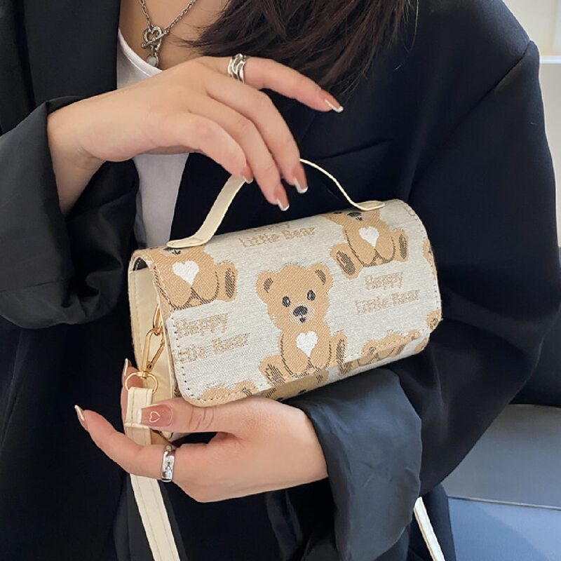 

Cartoon Graphic Satchel Bag, Beige