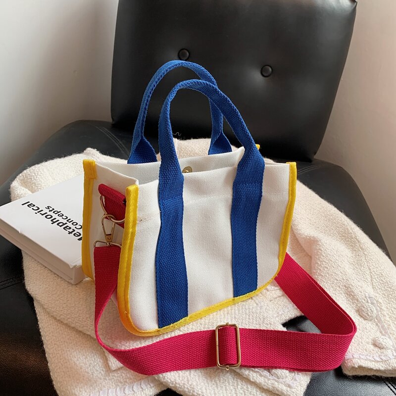 

Colorblock Satchel Bag, White