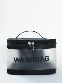 字母圖案化妝包 - 黑色 - 查看 1