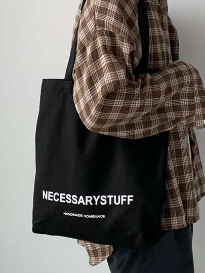 輕便商務休閒大容量字母圖案購物袋適合青少年女大學生、菜鳥和白領，非常適合辦公室、大學、工作、商務、通勤