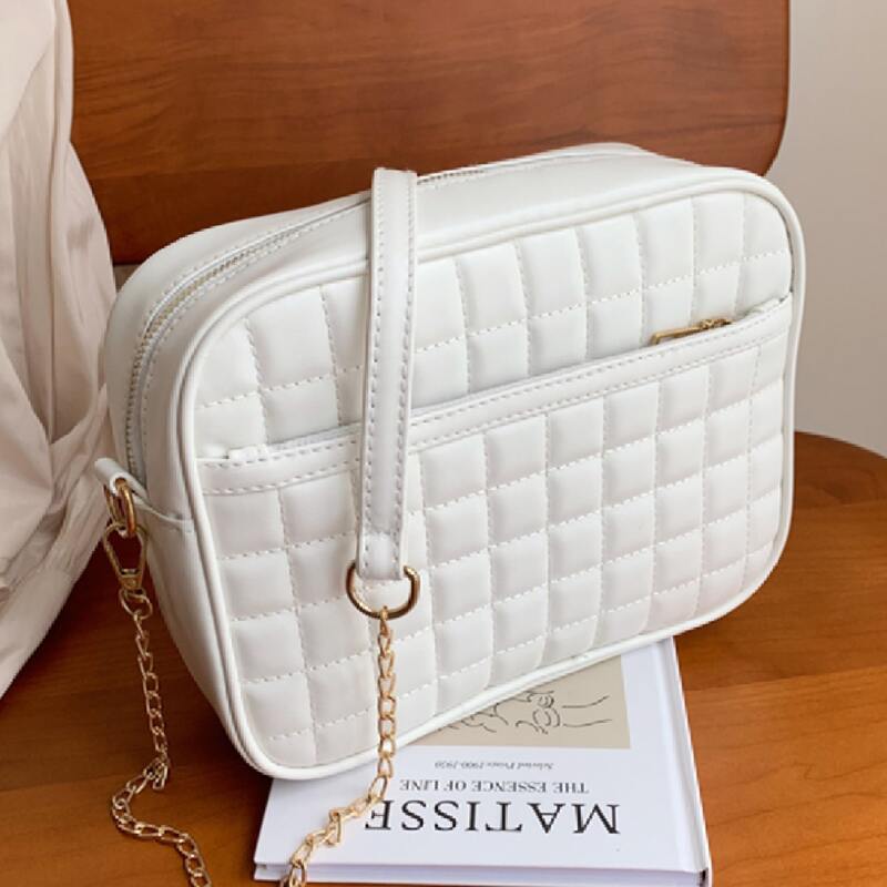 

Zip Front Crossbody Bag, White