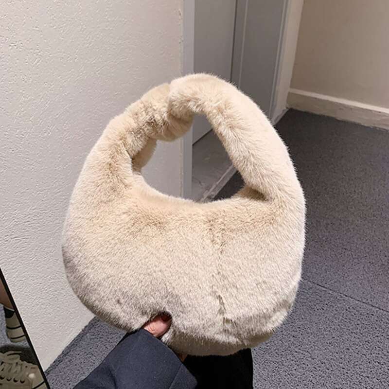

Fluffy Satchel Bag, Khaki