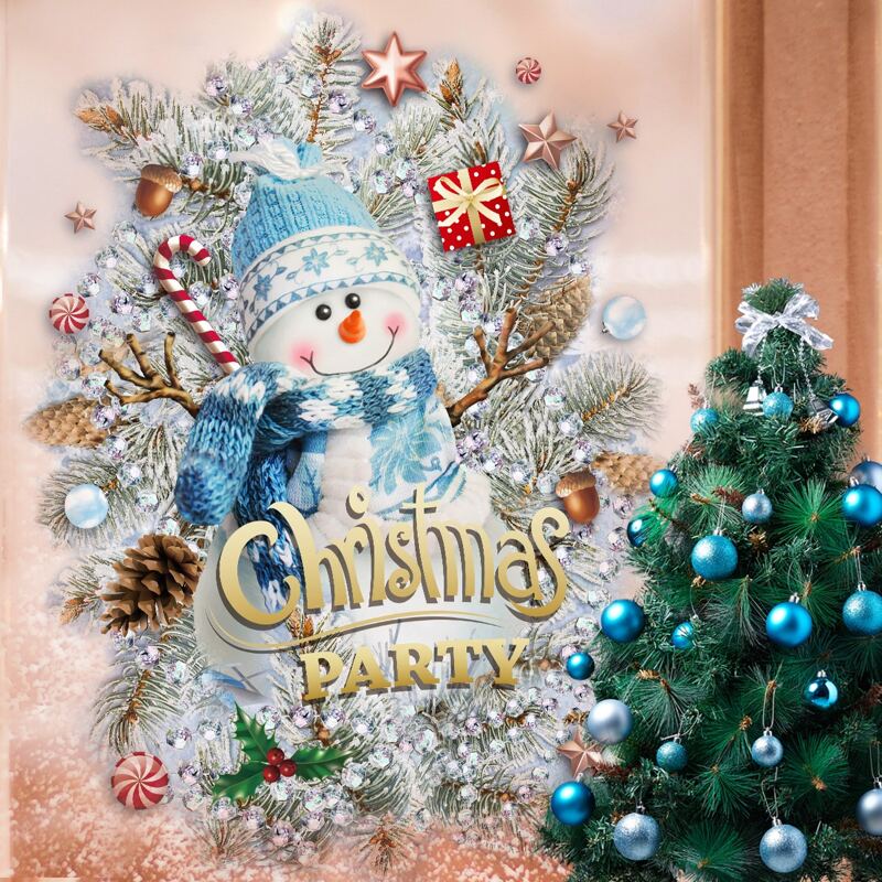 

1pc Christmas Snowman Print Wall Sticker, Multicolor