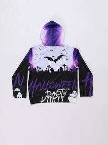 男孩1入組萬聖節和字母圖案連帽衫