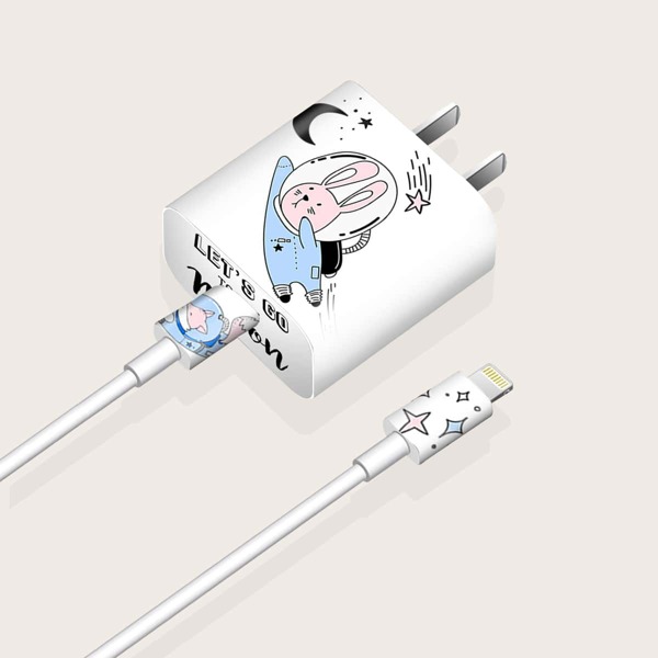 

1sheet Rabbit Pattern Sticker For Charger Head, White