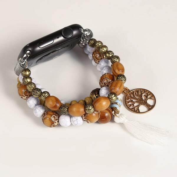 

Beaded Decor Watchband For iWatch, White