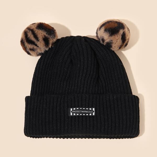 

Pom-pom Decor Beanie, Black