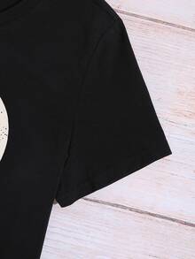 Camiseta esqueleto & con estampado de luna - Negro - Ver 3