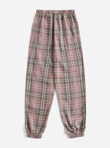 SHEIN EZwear Slant Pocket Tartan Pants