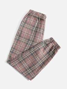 SHEIN EZwear Slant Pocket Tartan Pants