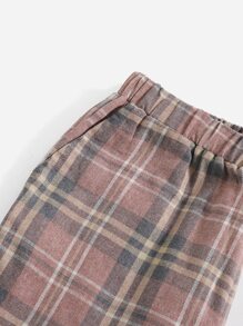 SHEIN EZwear Slant Pocket Tartan Pants