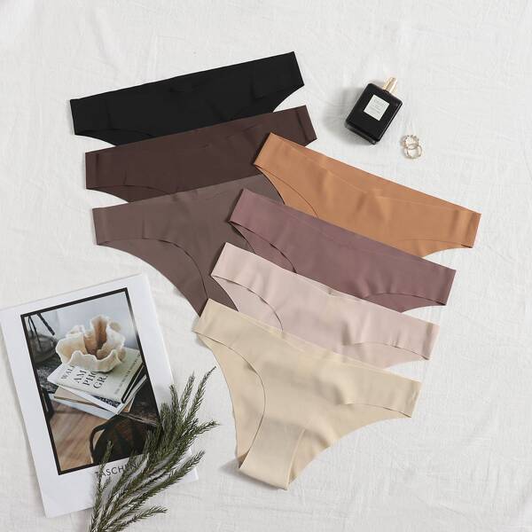 

7pack Solid No Show Panty Set, Multicolor