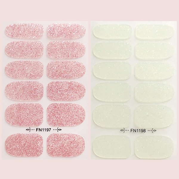 

24pcs Glitter Nail Art Sticker & 1pc Nail File, Multicolor