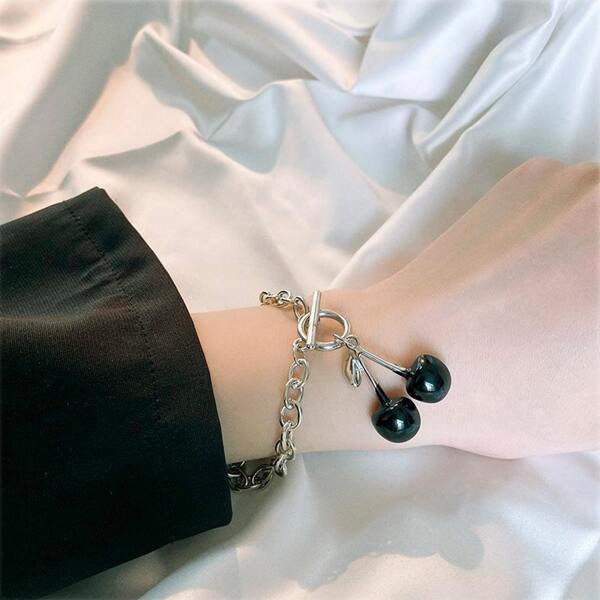 

Cherry Charm Bracelet, Black