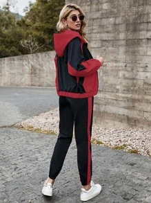 Mulvari 拼色連帽拉鏈夾克和運動褲套裝 - 彩色 - 查看 2