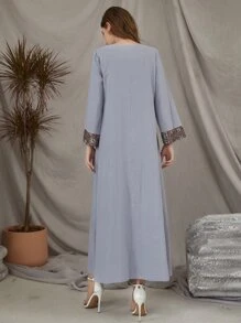 Al Najma Geo Decor Detail Tunic Modest Long Sleeve Dress