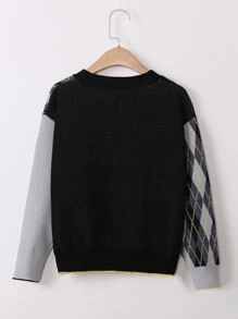 Boys Argyle Pattern Drop Shoulder Cardigan - Multicolor - View 2