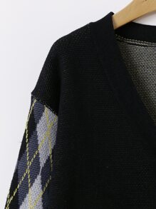 Boys Argyle Pattern Drop Shoulder Cardigan - Multicolor - View 3