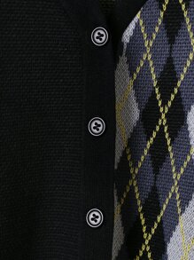 Boys Argyle Pattern Drop Shoulder Cardigan - Multicolor - View 6