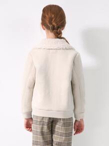 SOLOCOTE Tween 女童领口保暖衬里夹克 - 米色 - 查看 2