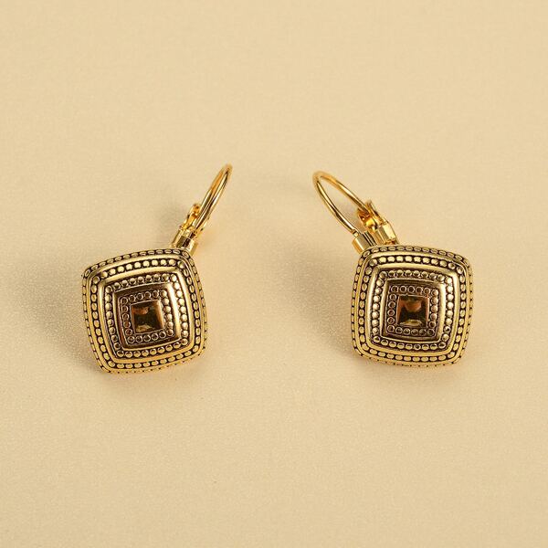 

Geo Decor Vintage Earrings, Gold