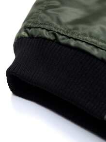 SOLOCOTE 男孩貼布細節拉鏈開襟飛行員夾克 - 軍綠色 - 查看 3