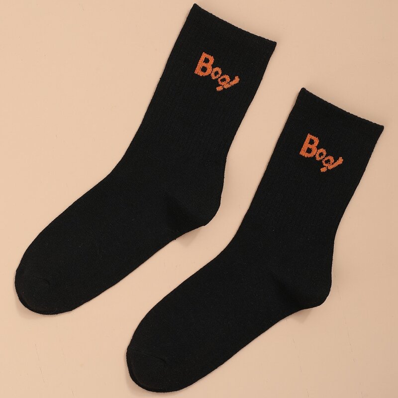 

Halloween Letter Graphic Crew Socks, Black