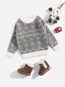 Niñitos Jersey con patrón geométrico de peluche