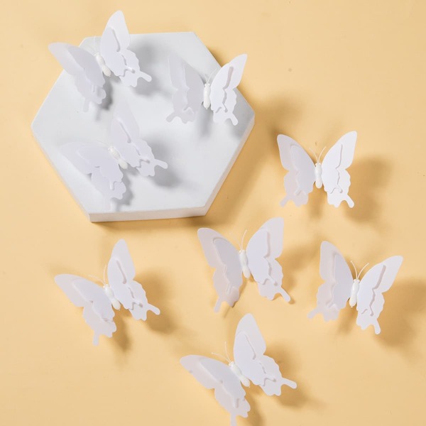 

8pcs Butterfly Decor Hair Clip, White