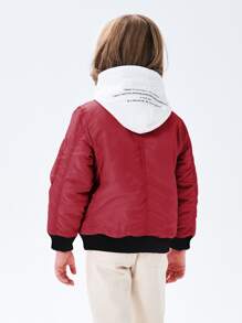 SOLOCOTE Boys Zipper Front Bomber Jacket - Burgundy - View 2