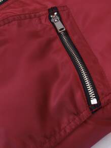 SOLOCOTE Boys Zipper Front Bomber Jacket - Burgundy - View 6
